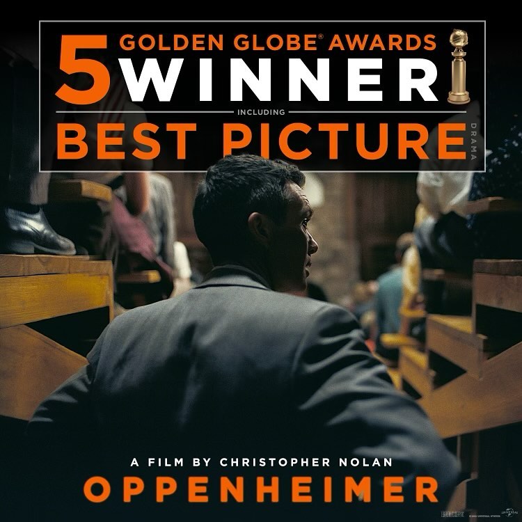 Oppenheimer was voted best motion picture, drama, while Christopher Nolan was named best director for his contribution on the film. 